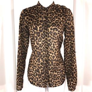 Ann Taylor Leopard Print Shirt, Size 0